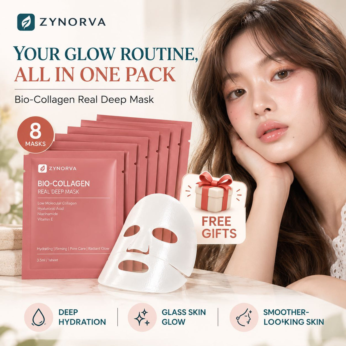 Zynorva Daily Glow Skin Mask – 8 Pcs