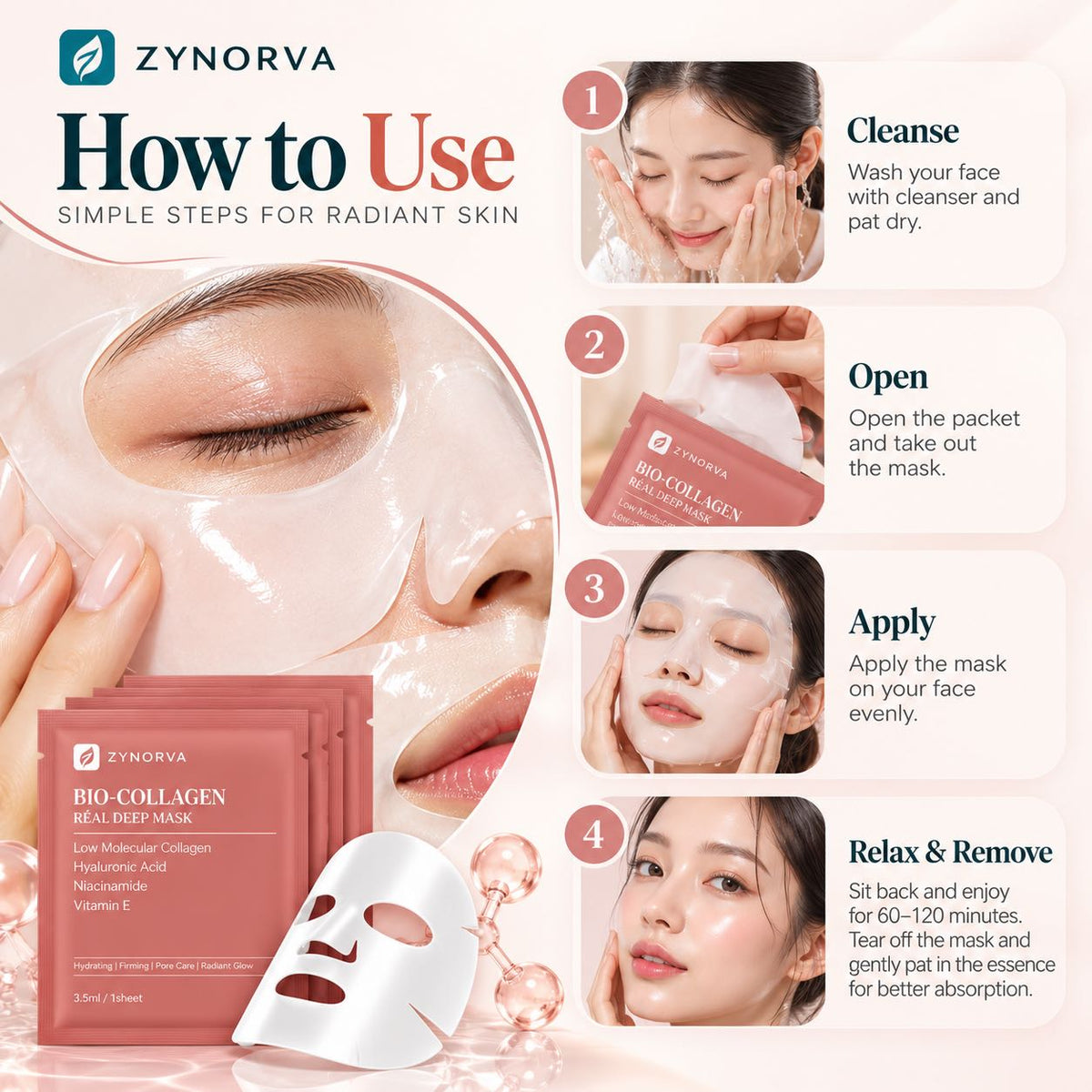 Zynorva Daily Glow Skin Mask – 8 Pcs