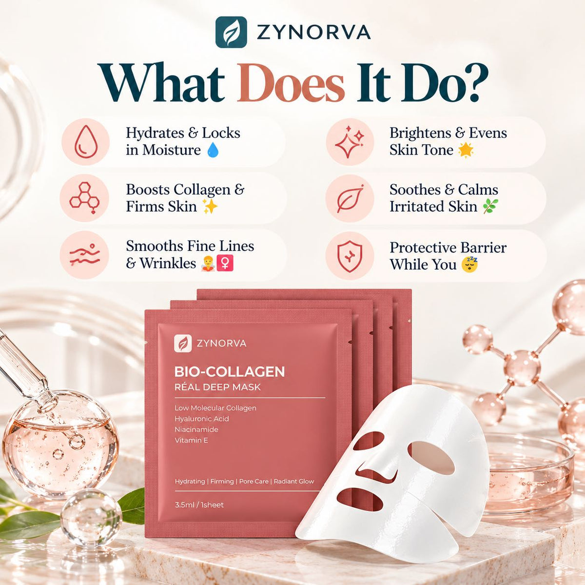 Zynorva Daily Glow Skin Mask – 8 Pcs